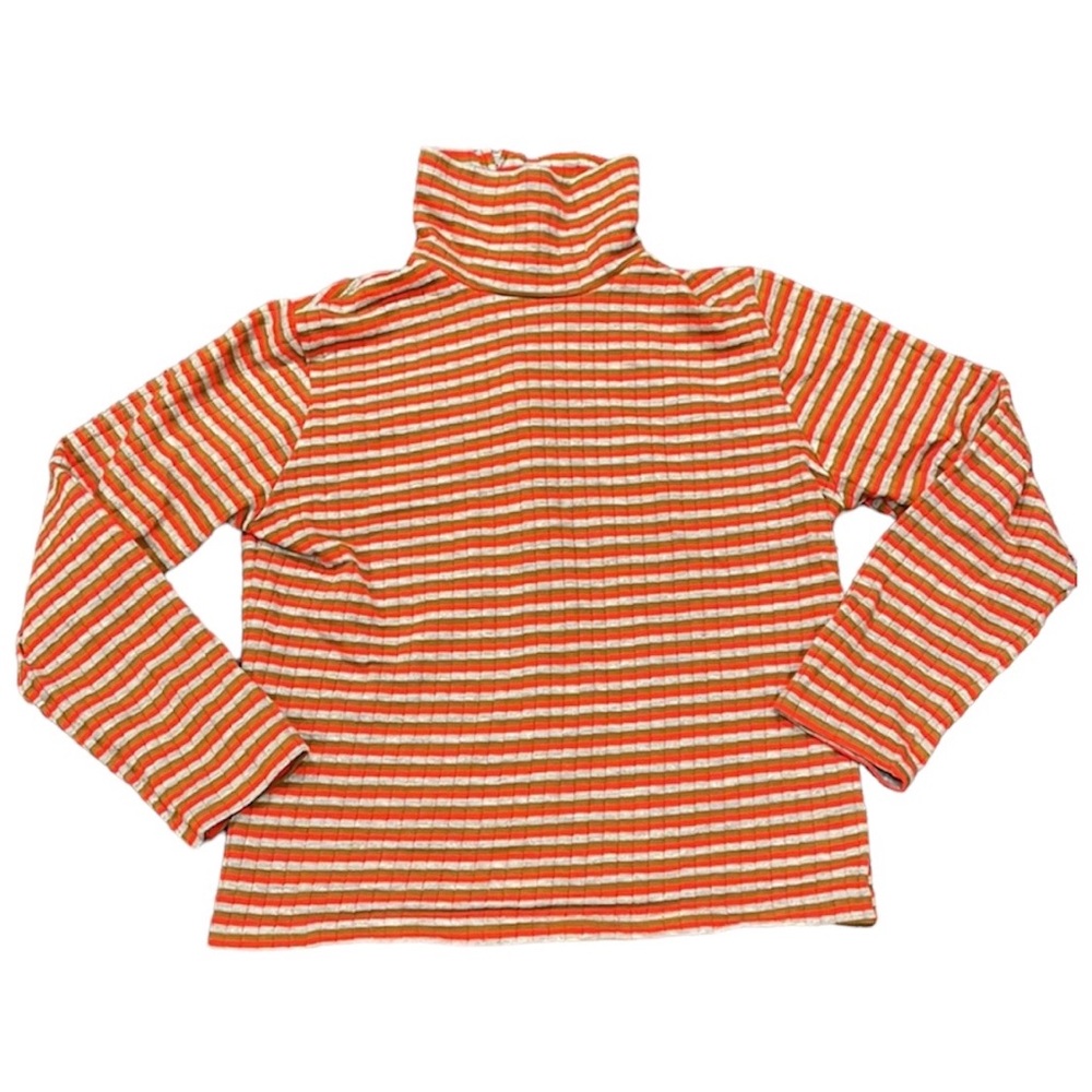 Vintage Mister Marty Striped Crop Long Sleeve with Zipper Turtleneck
